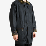 Navy jacket, full body view