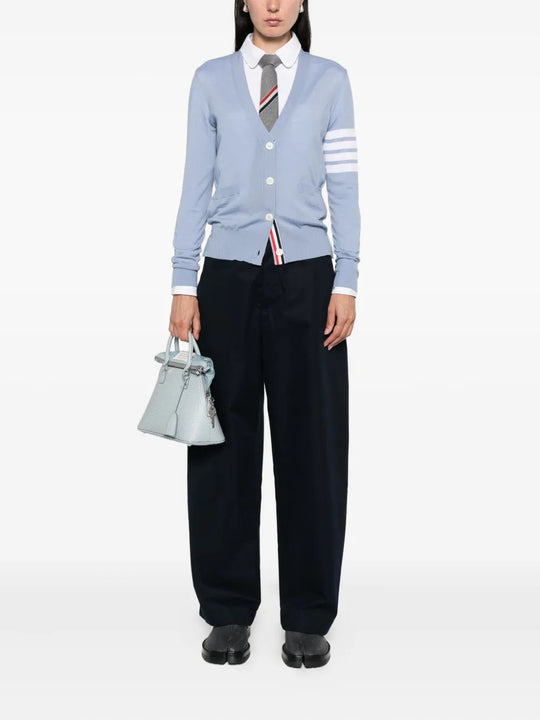 Blue knitwear, full body view