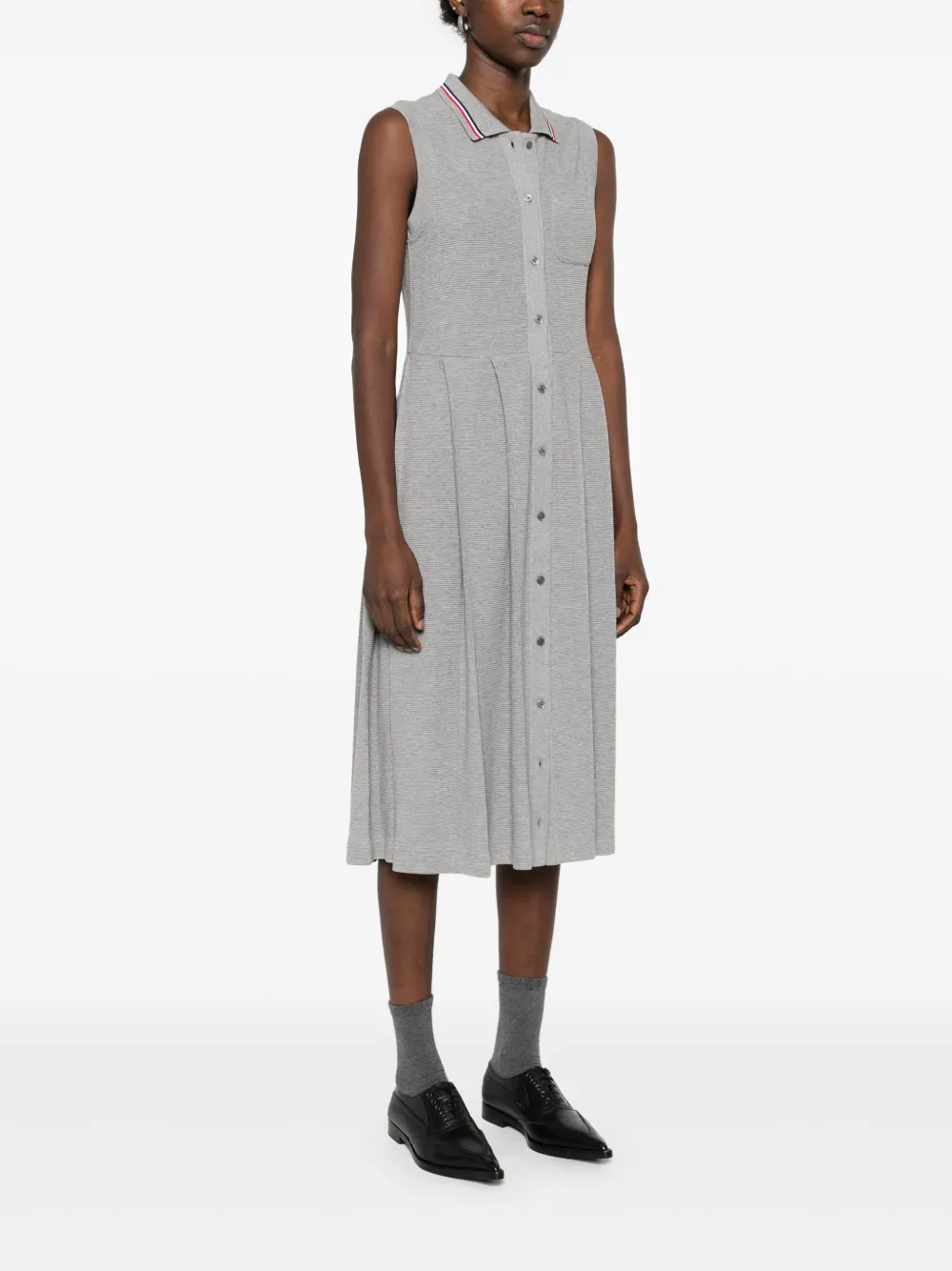 Grey dress, full body view