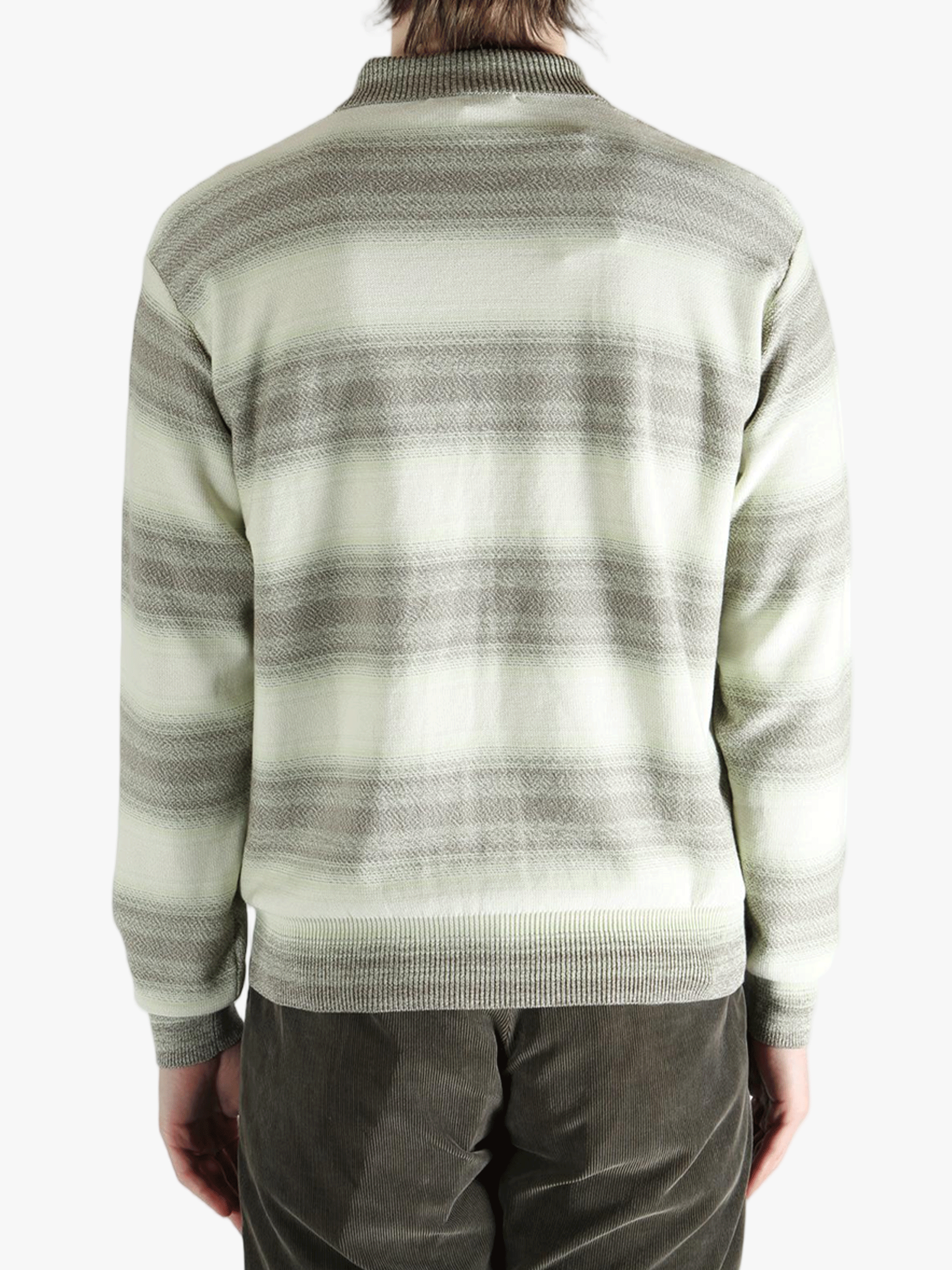 AURALEE - Men Cotton Silk Gradient Stripe Knit Shirt Cardigan AURALEE - Men Cotton Silk Gradient Stripe Knit Shirt Cardigan