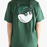 Green t-shirt worn by a person, showing the t-shirt fit
