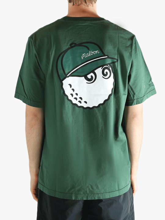 Green t-shirt worn by a person, showing the t-shirt fit