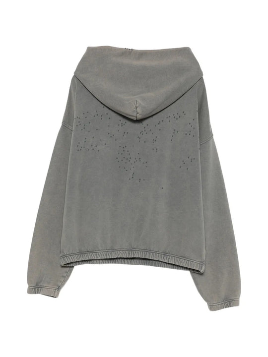 Grey hoodie, back view