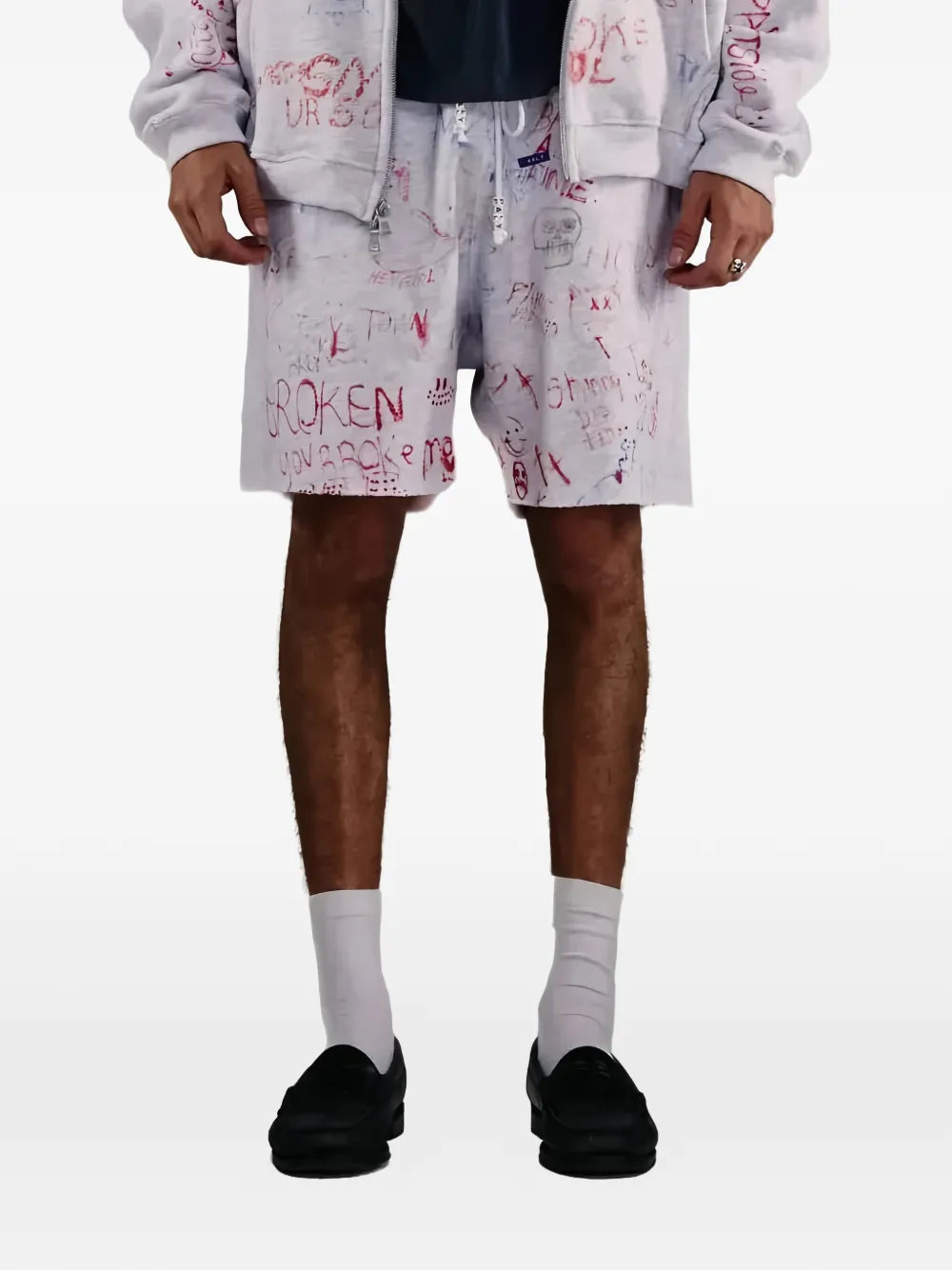 White shorts, full body view