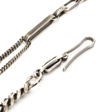 Close up of silver necklace