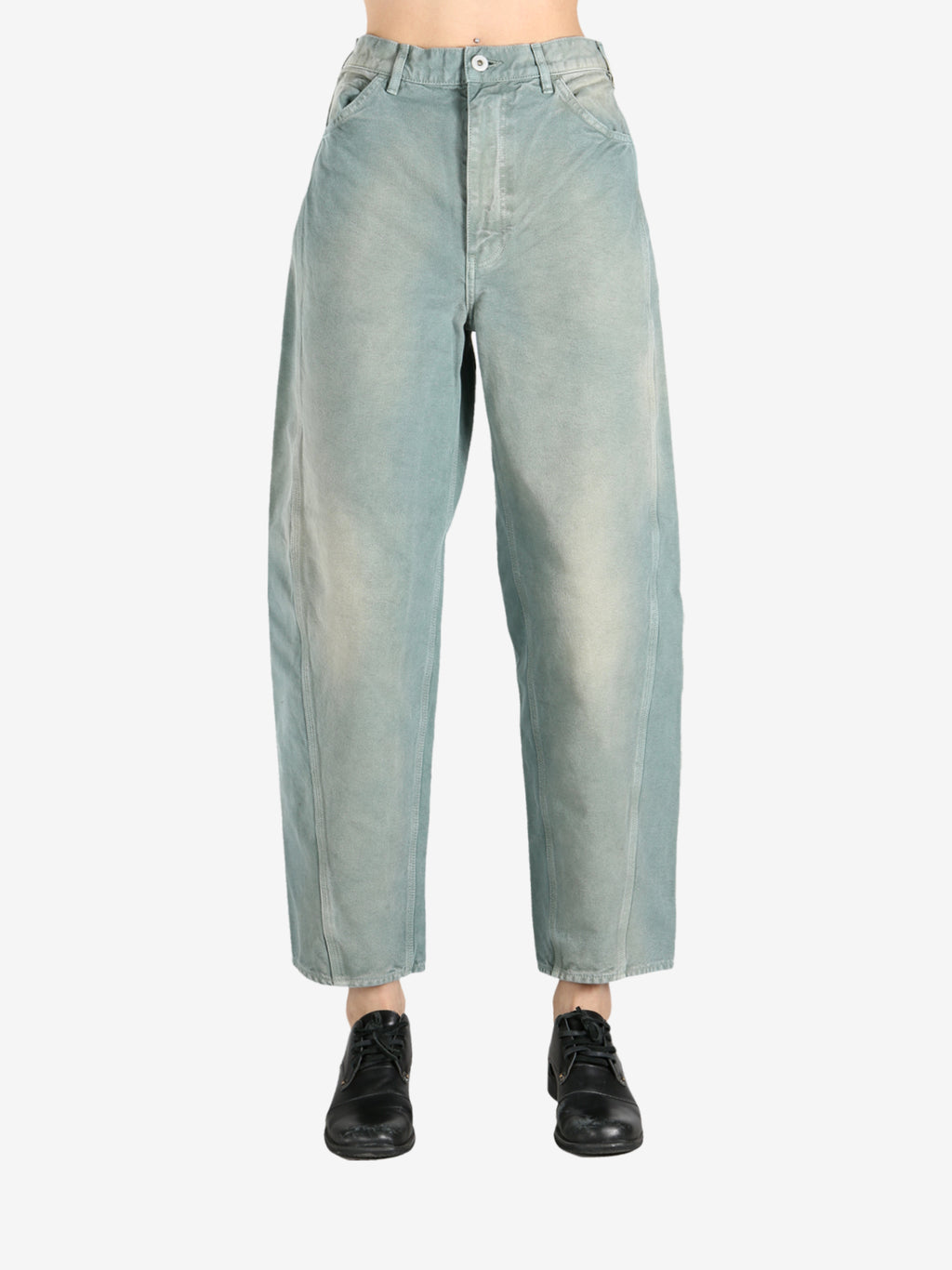 Green pant worn by a person, showing the pant's fit