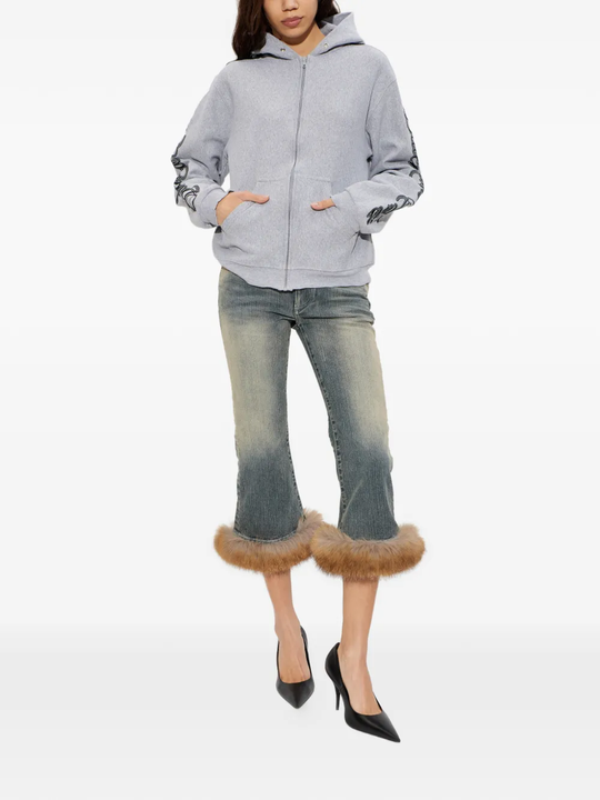 Grey sweats-hoodies, full body view