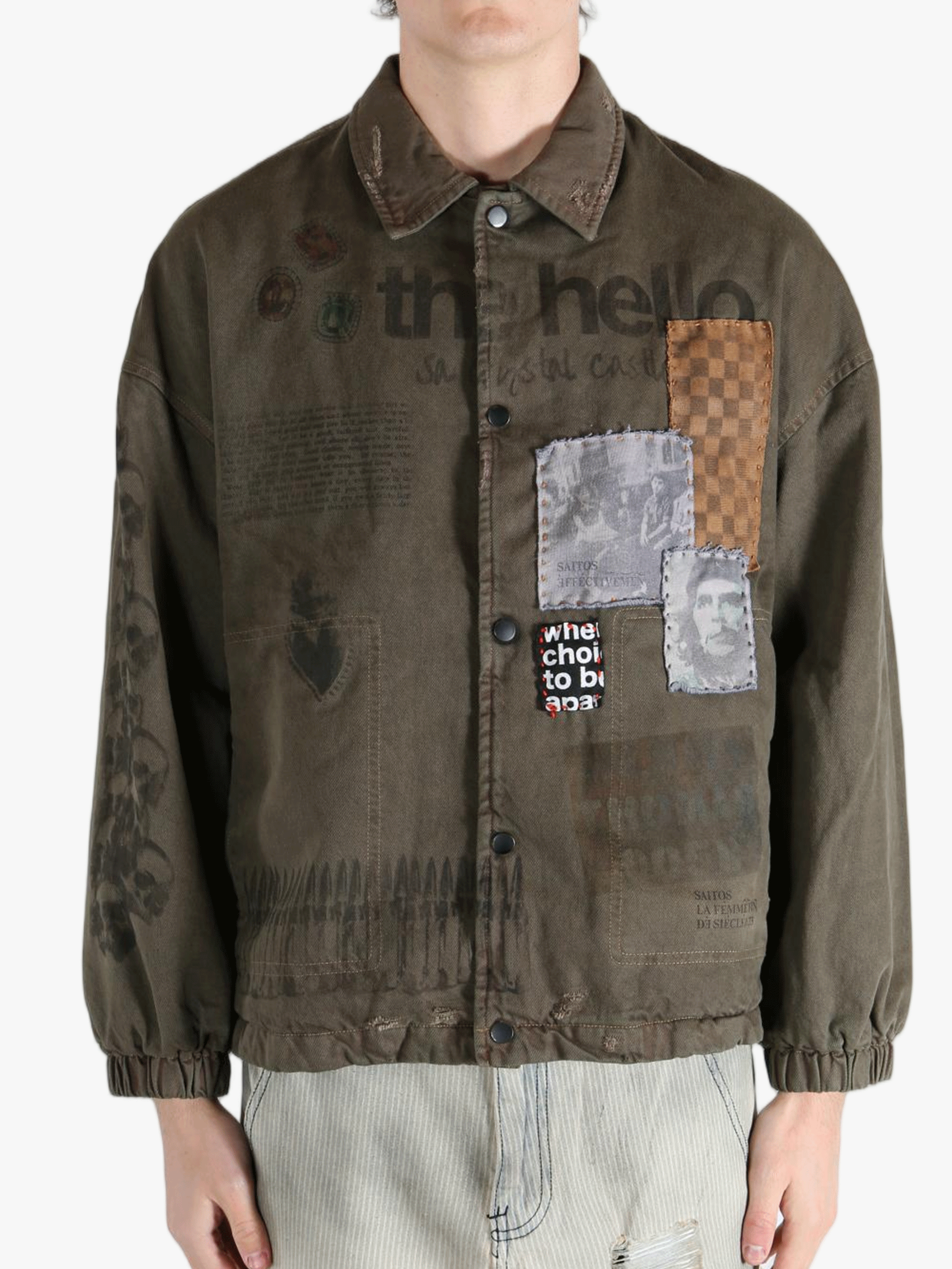 Green jacket worn by a person, showing the jacket's fit