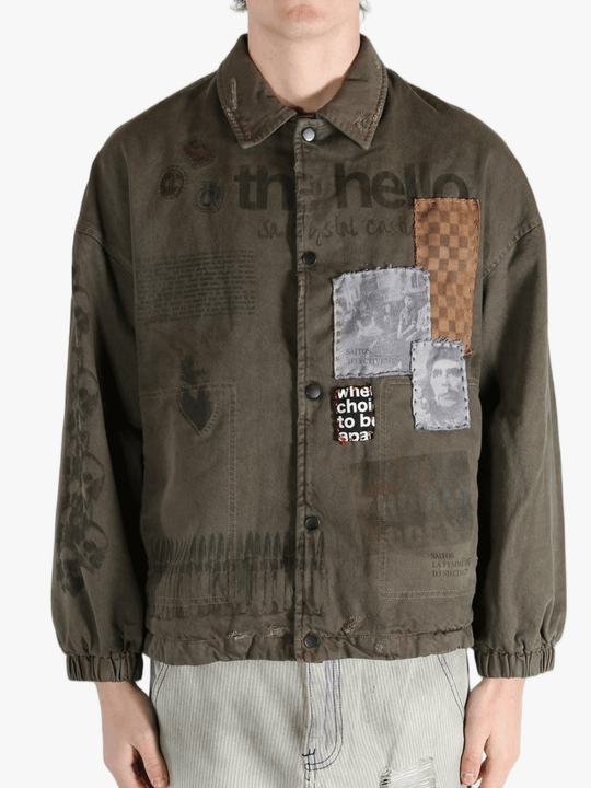 Green jacket worn by a person, showing the jacket's fit