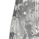 Close up of grey shorts, showing texture of the Cotton fabric