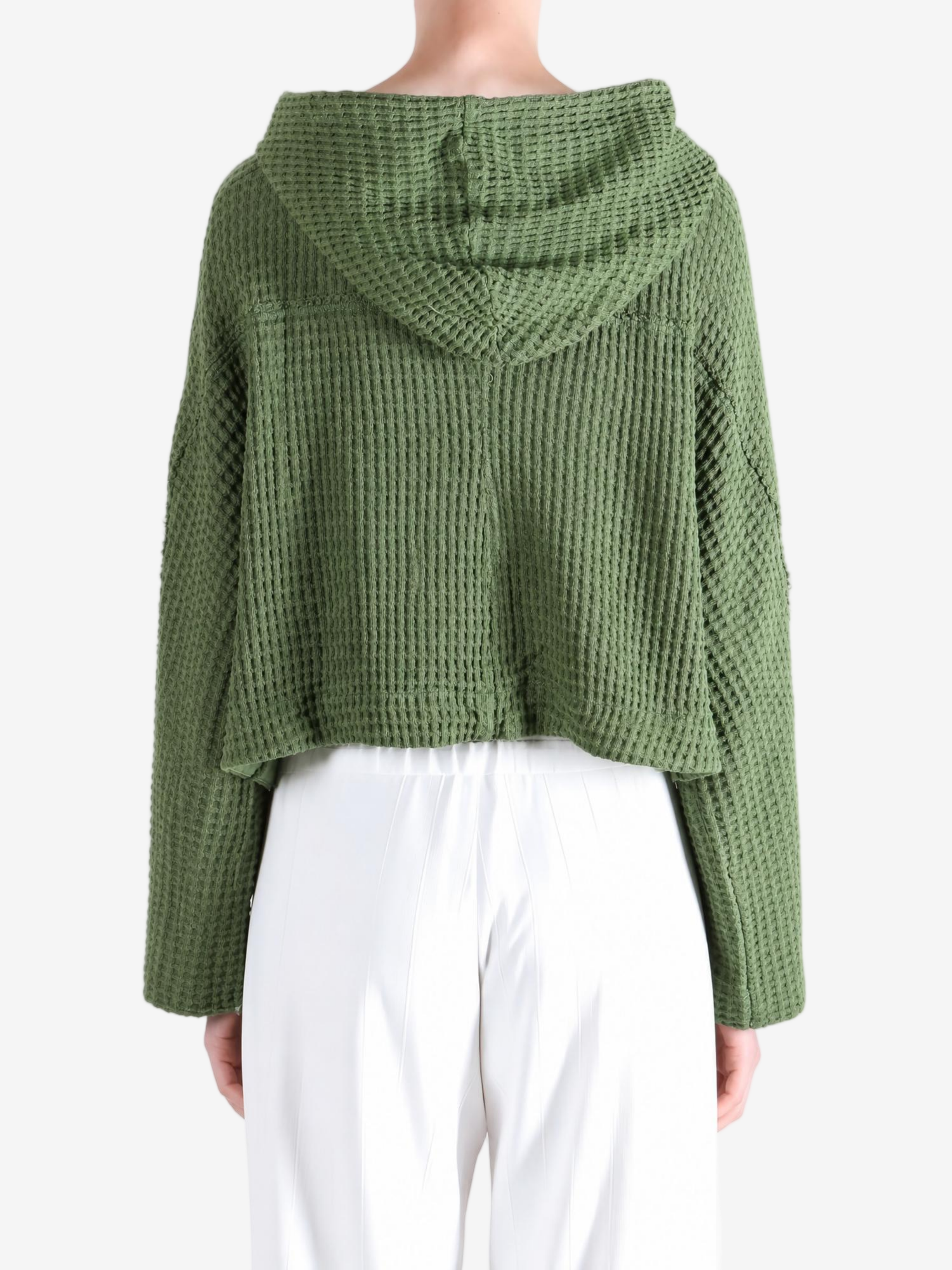 Green knitwear, front view
