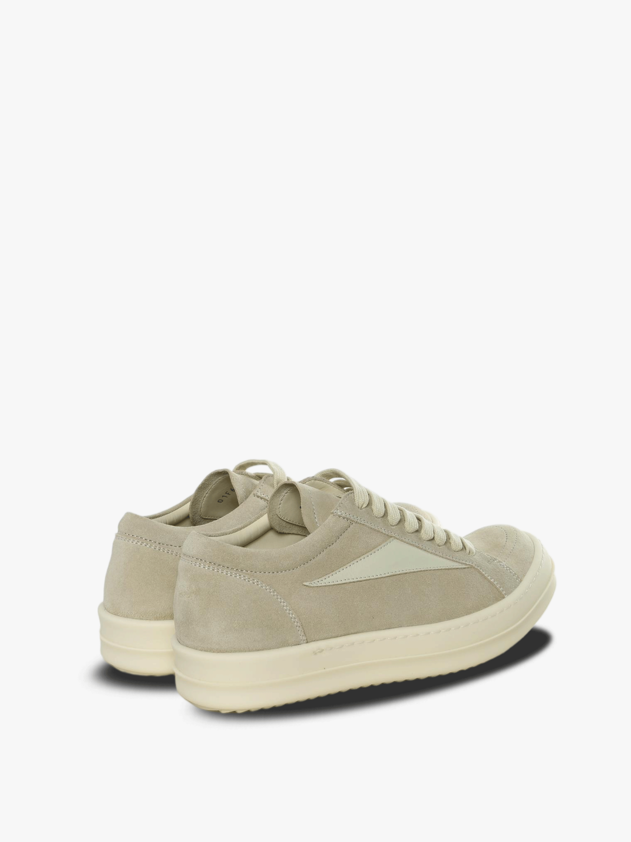 Tan sneakers, back view
