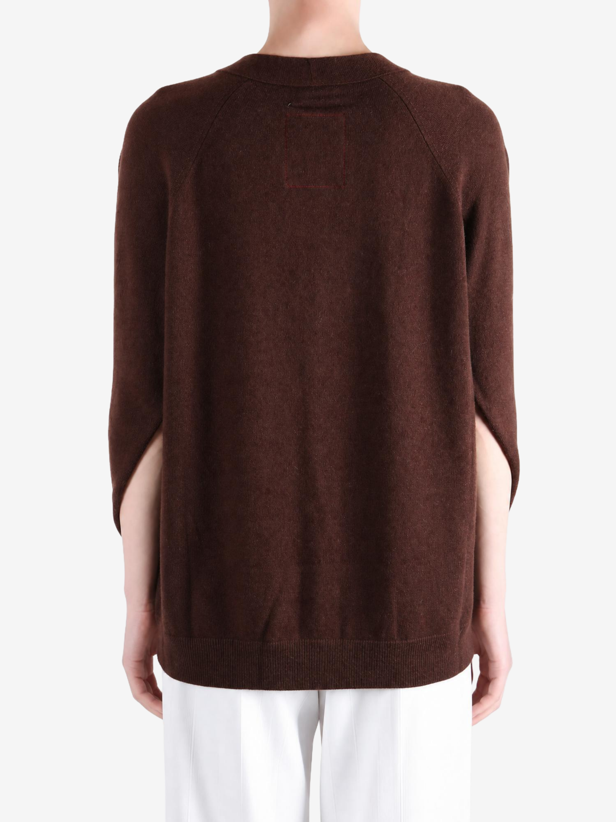 Brown knitwear, full body view