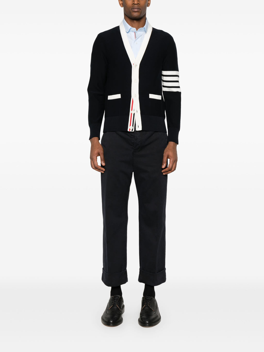 THOM BROWNE - Men Hector Reversed Jersey Intarsia Cardigan