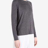 AURALEE - Women Soft Smooth Wool Stripe Jersey Long Sleeve Tee