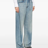 Blue jeans, side view