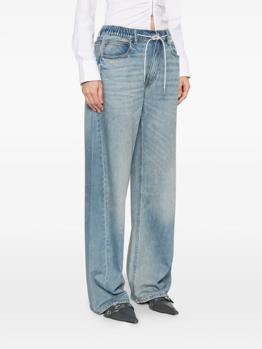 Blue jeans, side view