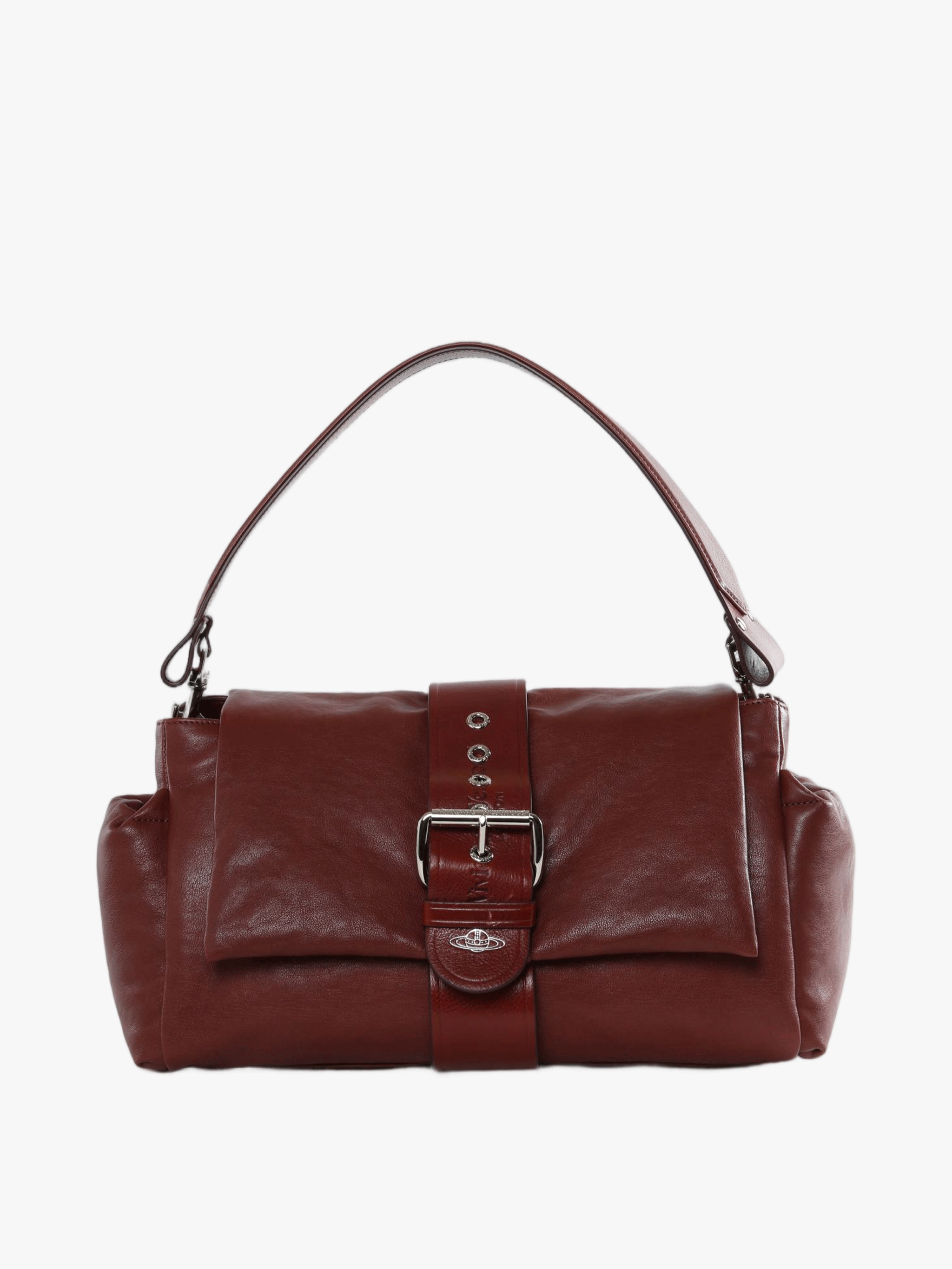 Burgundy bag, front view
