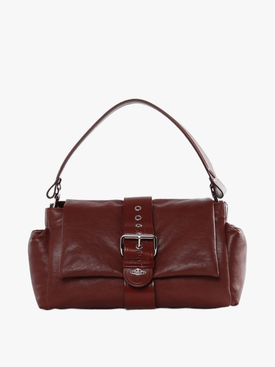 Burgundy bag, front view