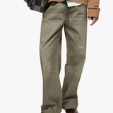 Green jeans, full body view