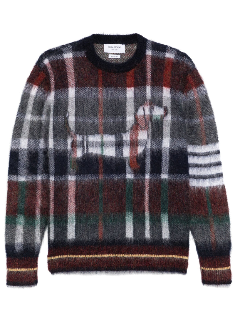 THOM BROWNE - Men Gingham Hector Tartan Check Jacquard Crew Neck Pullover