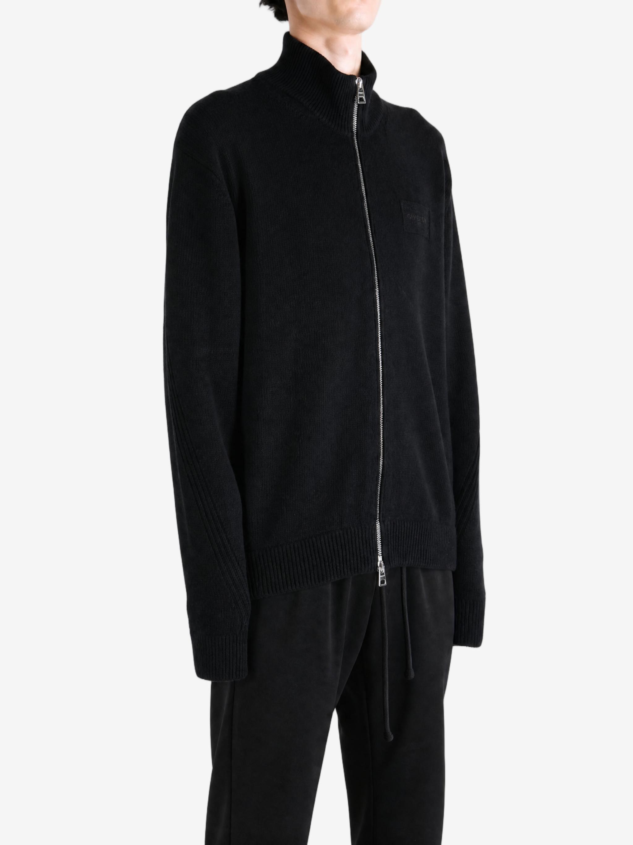 Black knitwear, full body view