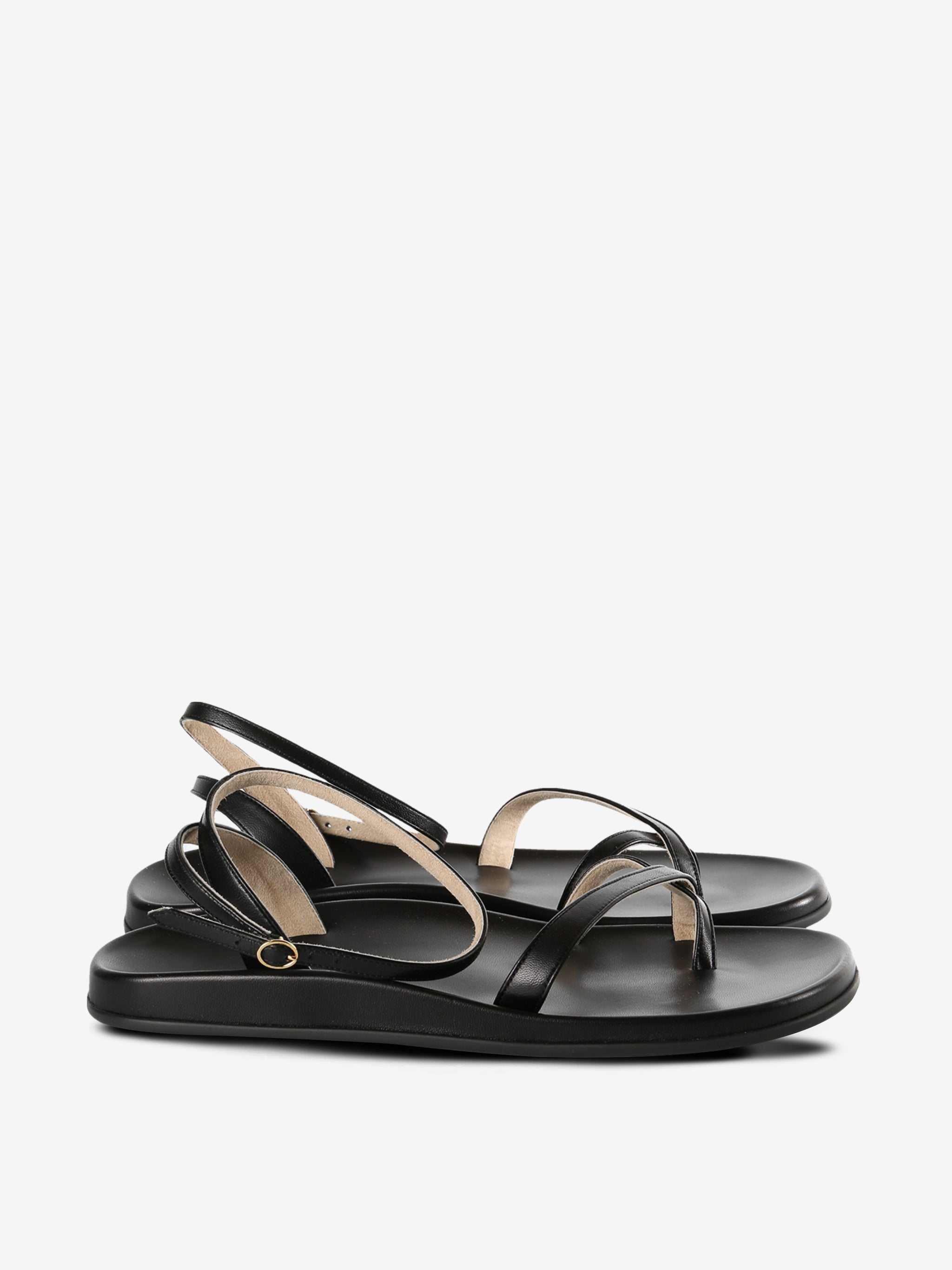 Black sandals, front view