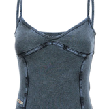 Blue top, front view