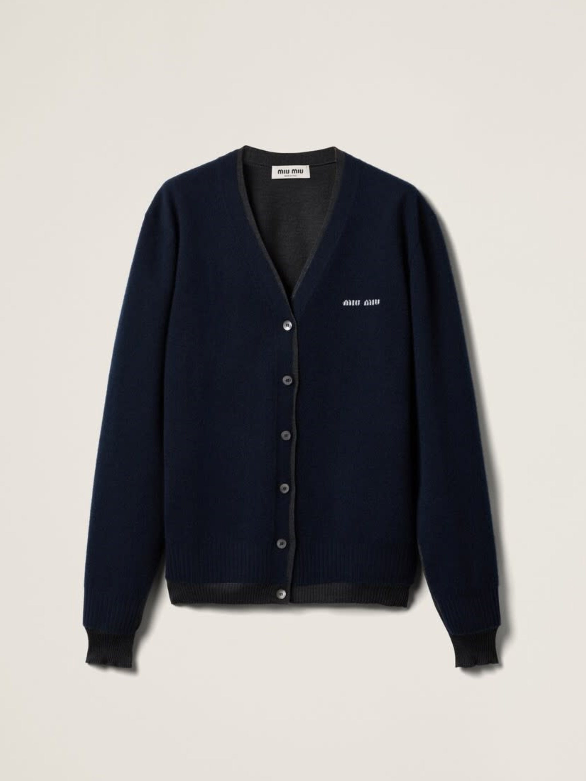 トップス Miu Miu Silk Mix Ribbon Cardigan Black Miu Miu Silk Mix Ribbon Cardigan Black