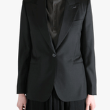Black jacket worn by a person, showing the jacket's fit