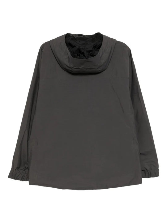 Grey jackets, back view