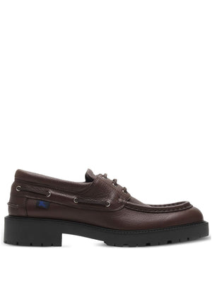 BURBERRY - Men Constructed Leather Rubber Sole Boat Shoe