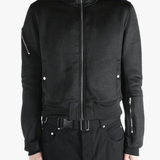 Black jackets worn by a person, showing the jackets fit