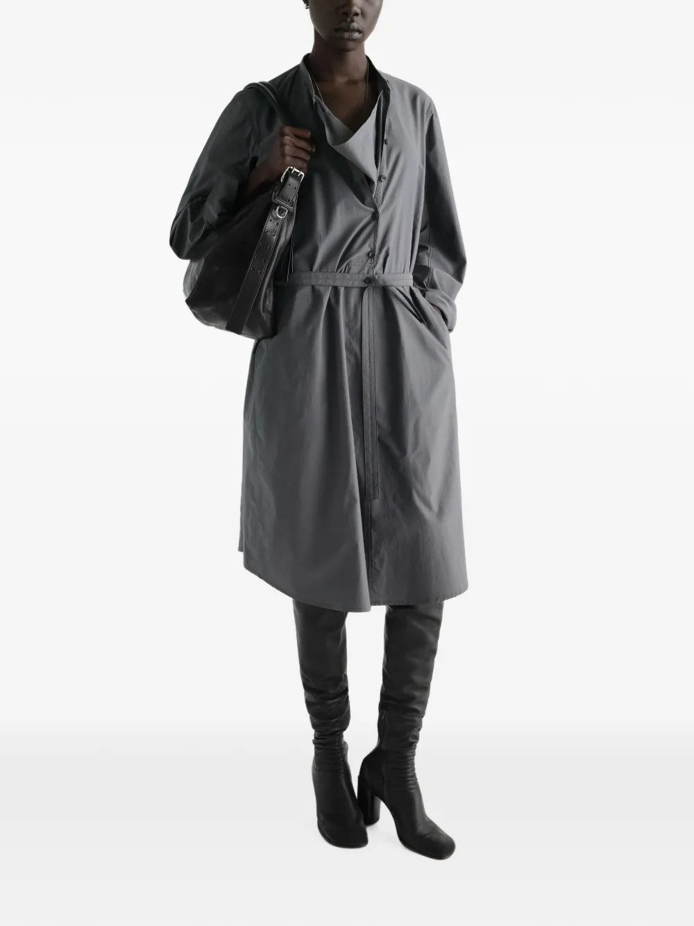Grey dress, full body view