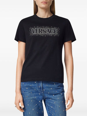 VERSACE - Women Crystal Versace Logo T-Shirt