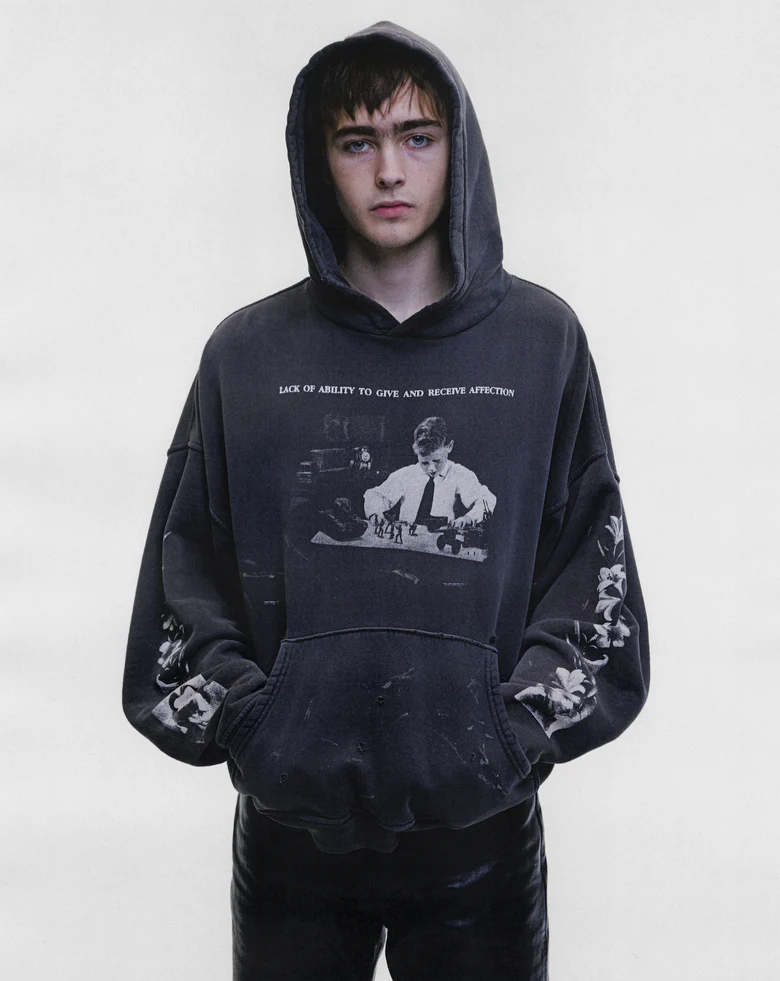 Black hoodie, full body view