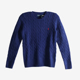 Navy pullover, front view