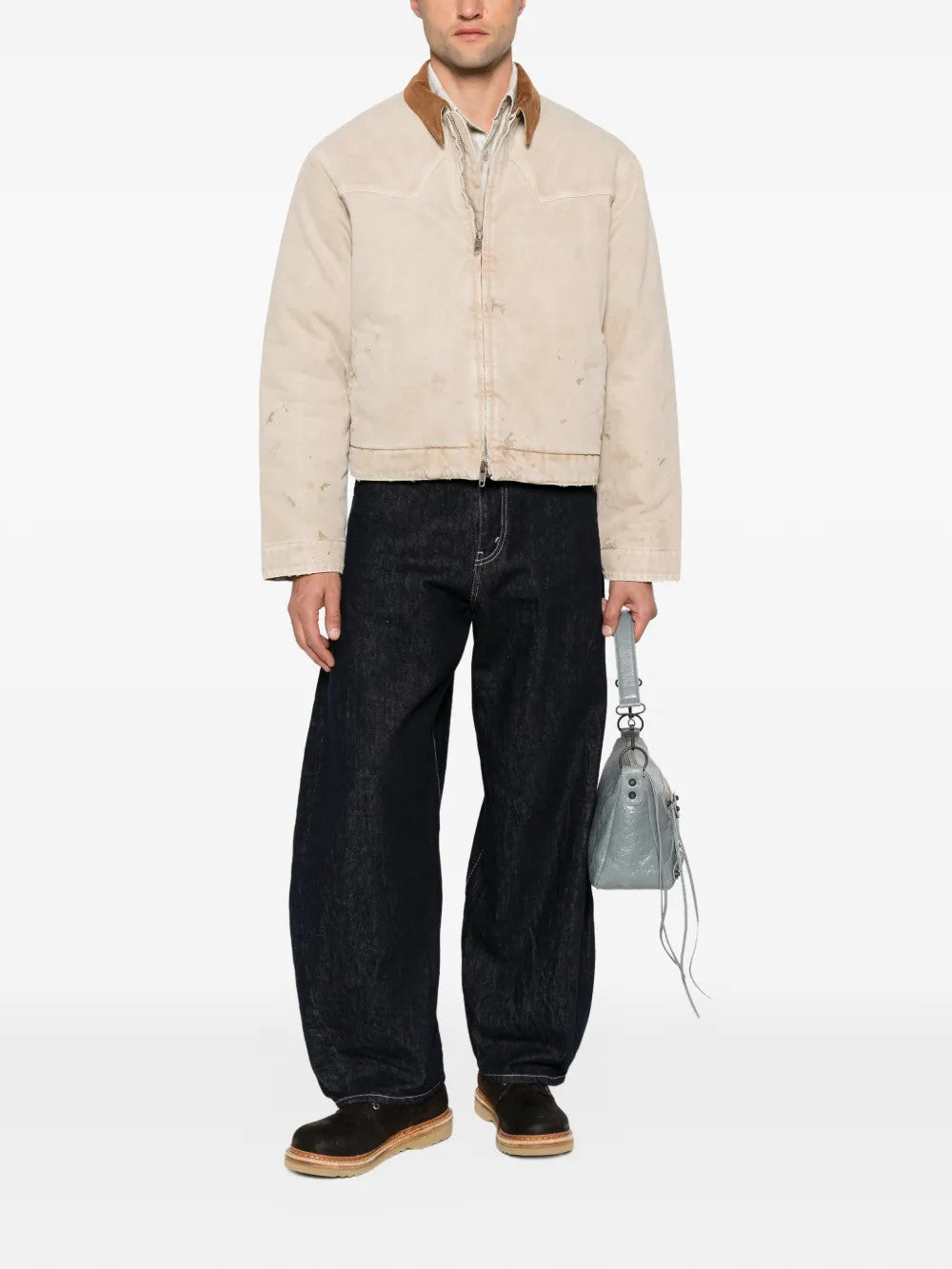Tan jacket, full body view