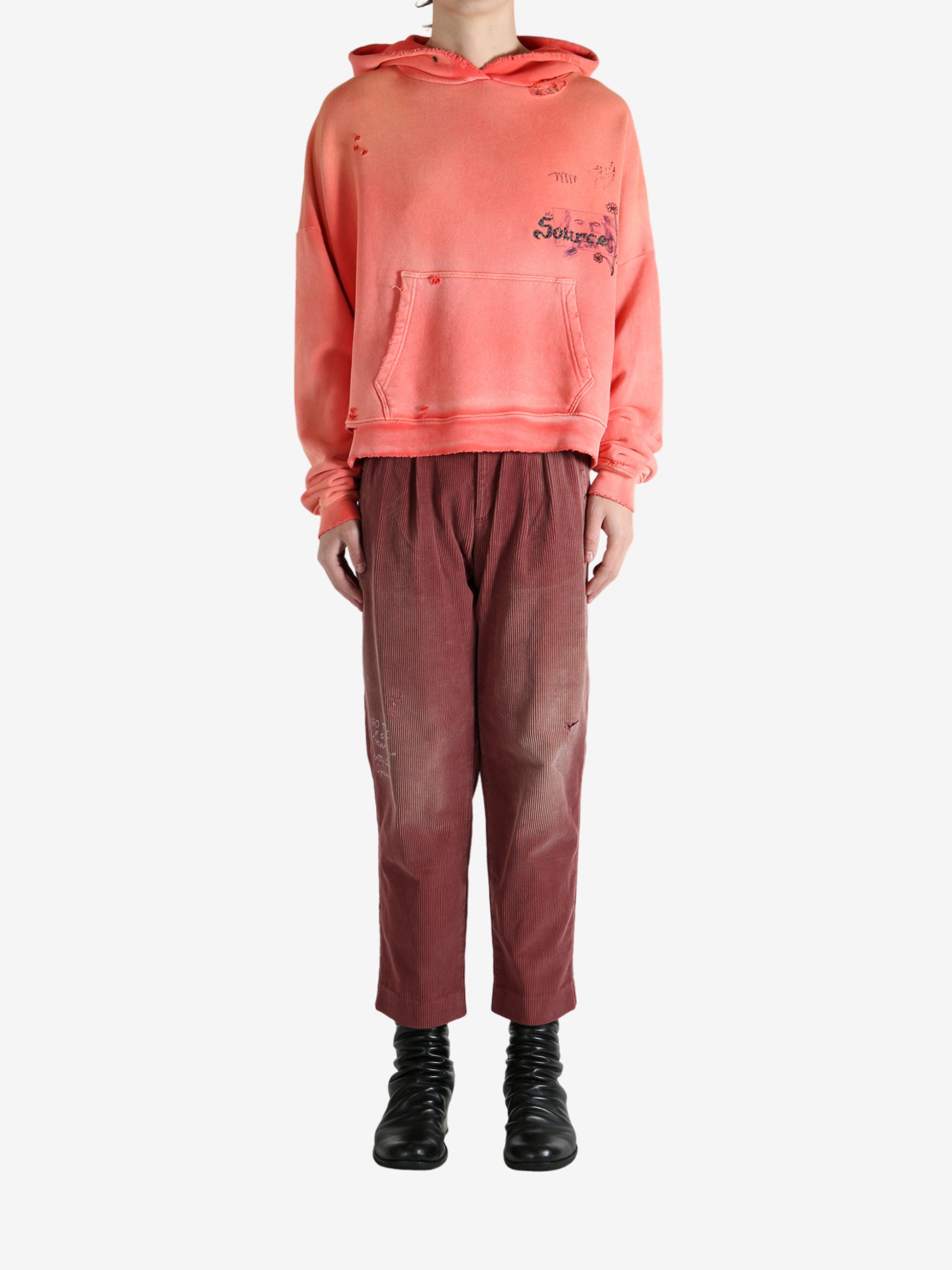 Red hoodie,full body view