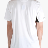 White t-shirts worn by a person, showing the t-shirts fit
