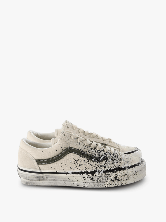 Tan shoes, side view