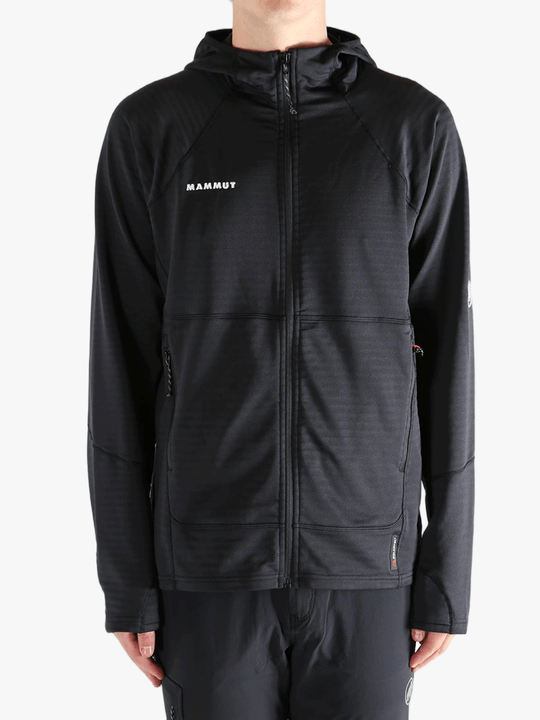 Black jacket worn by a person, showing the jacket's fit