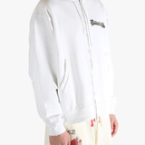 White hoodies worn by a person, showing the hoodies fit
