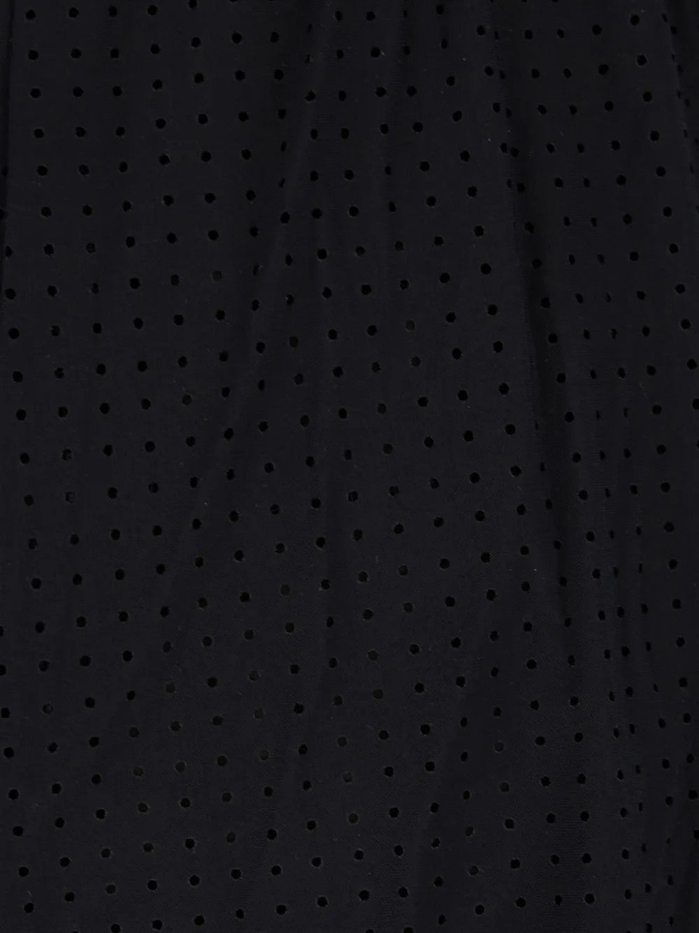 Close up of Black shorts, showing texture of the 73% polyamide/ 27% elastane fabric
