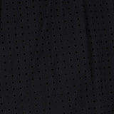 Close up of Black shorts, showing texture of the 73% polyamide/ 27% elastane fabric