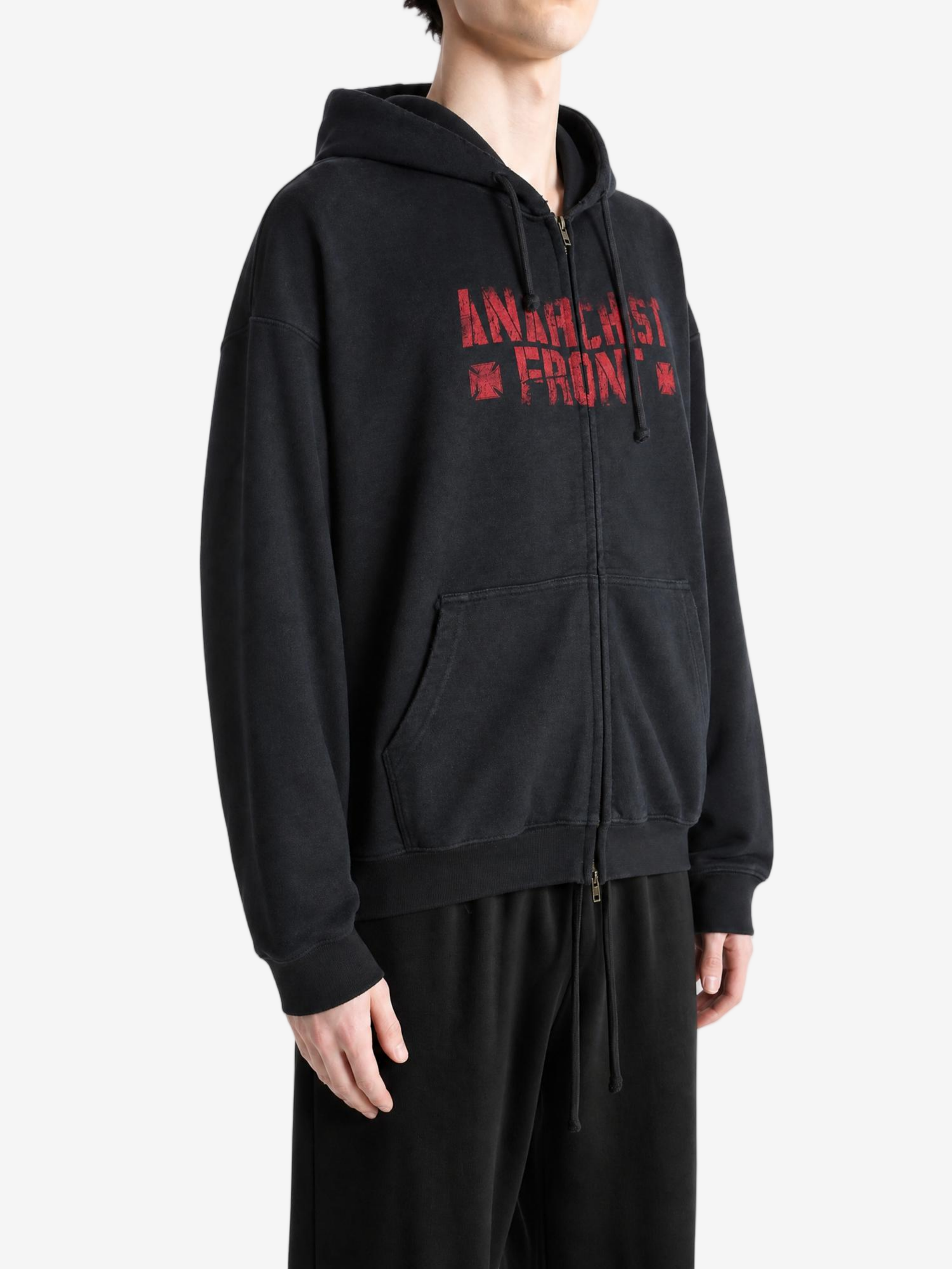 Black hoodie, full body view