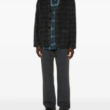 grey knitwear, full body view