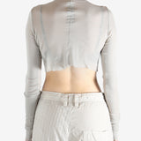 Grey t-shirt worn by a person, showing the t-shirt's fit