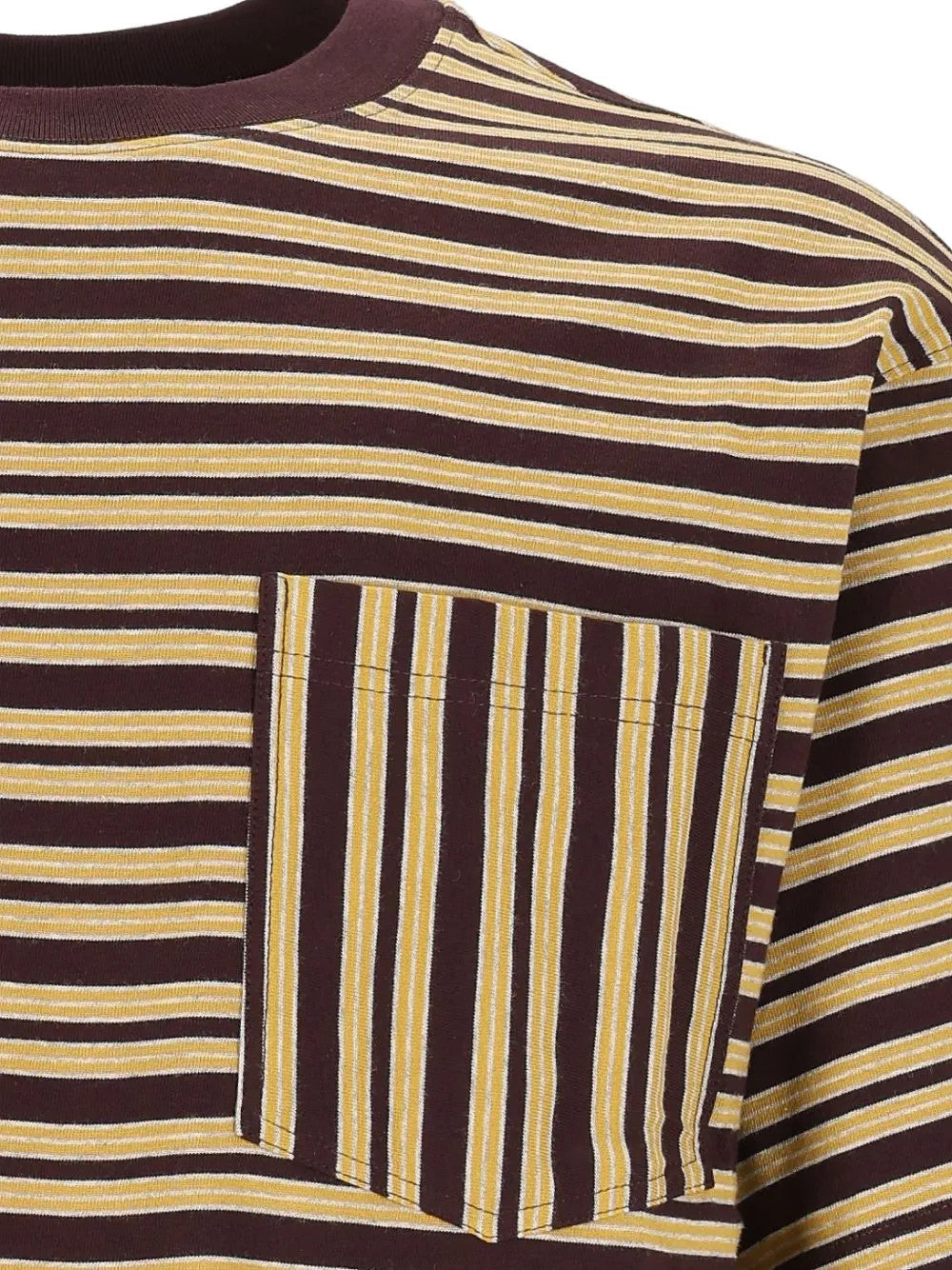 Close up of Burgundy t-shirt, showing texture of the 100% cotton fabric