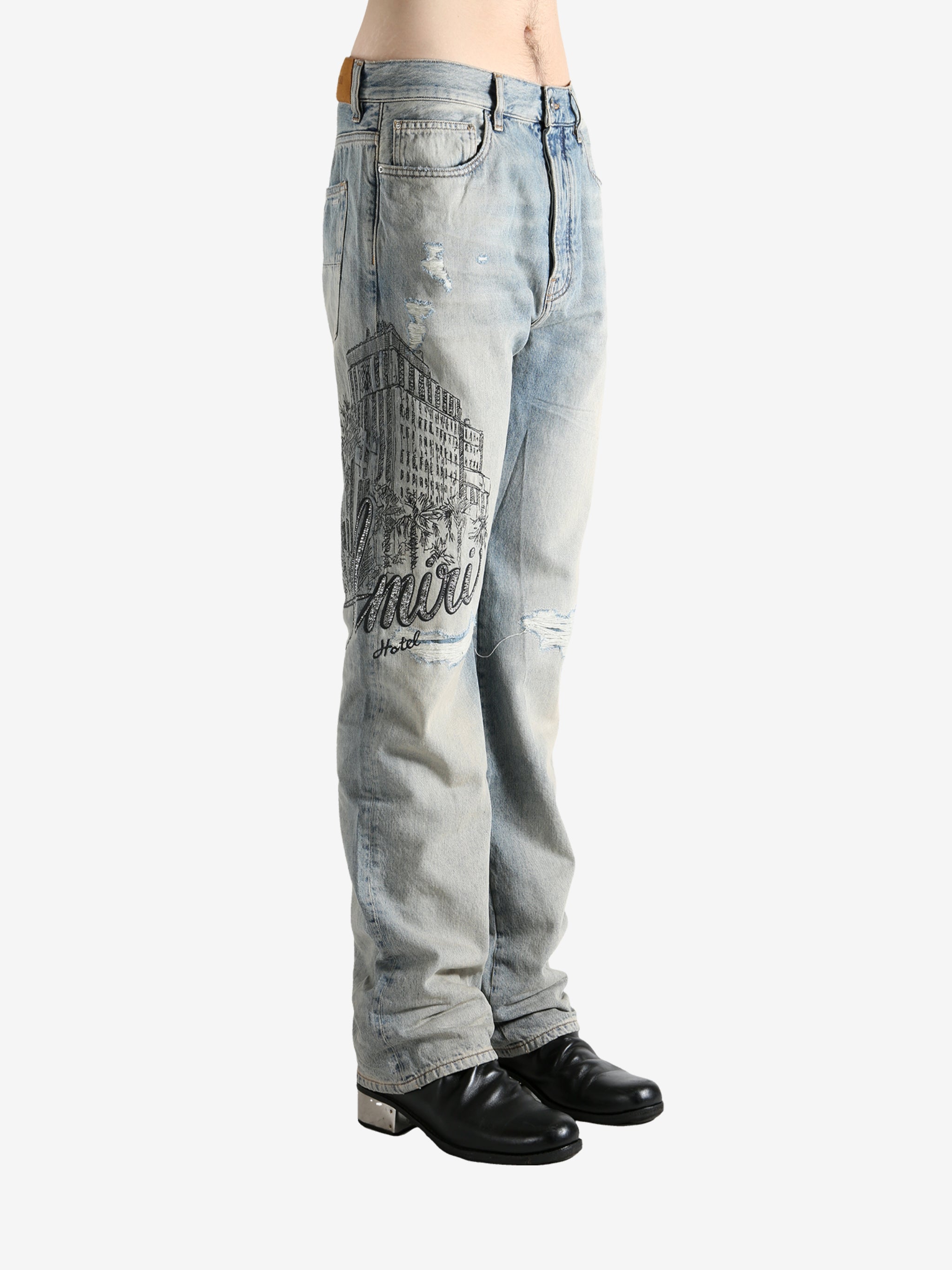 Blue jeans worn by a person, showing the jeans fit